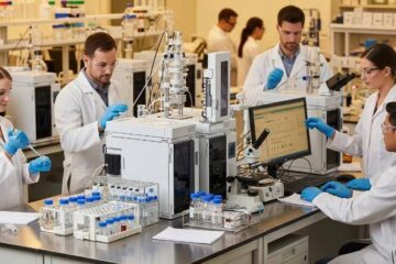 GLP-1 peptide research laboratory environment