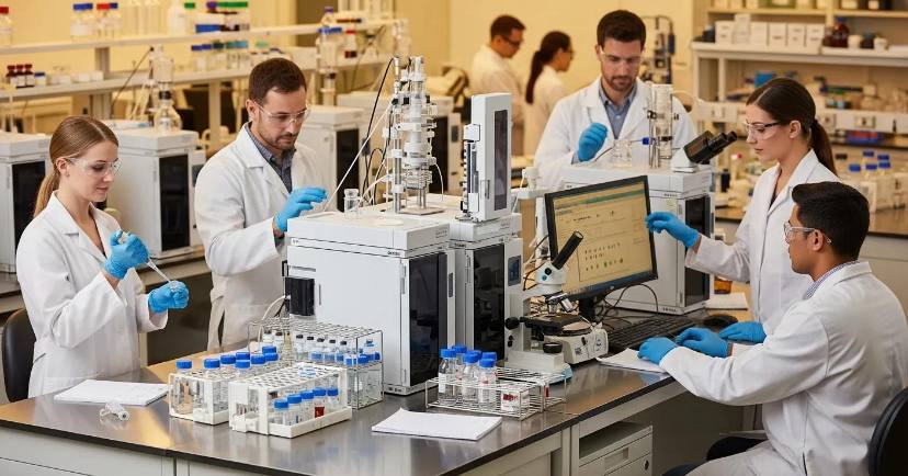 GLP-1 peptide research laboratory environment